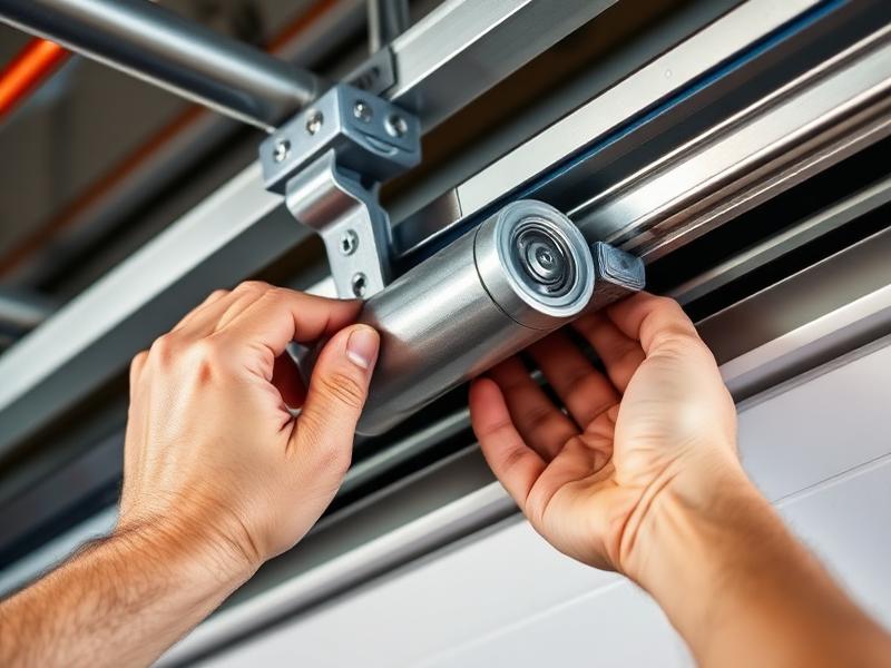 Professional garage door roller replacement in track showing quality workmanship in Connecticut
