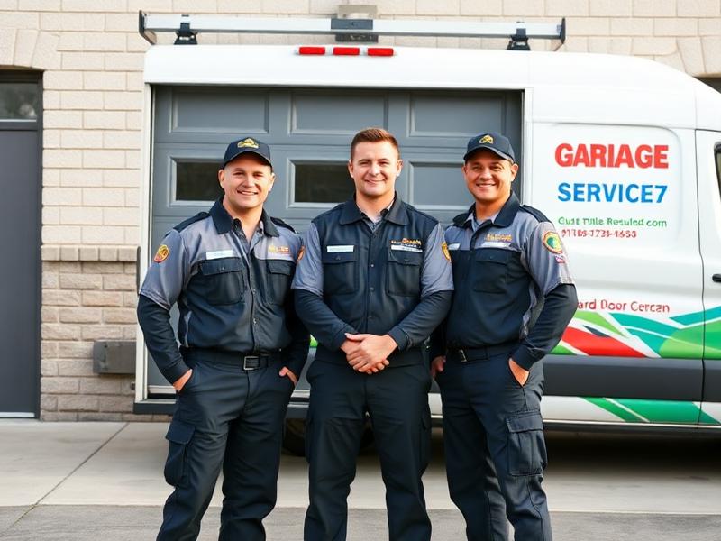 Professional Preston Garage Doors team standing in front of service van in Preston Connecticut
